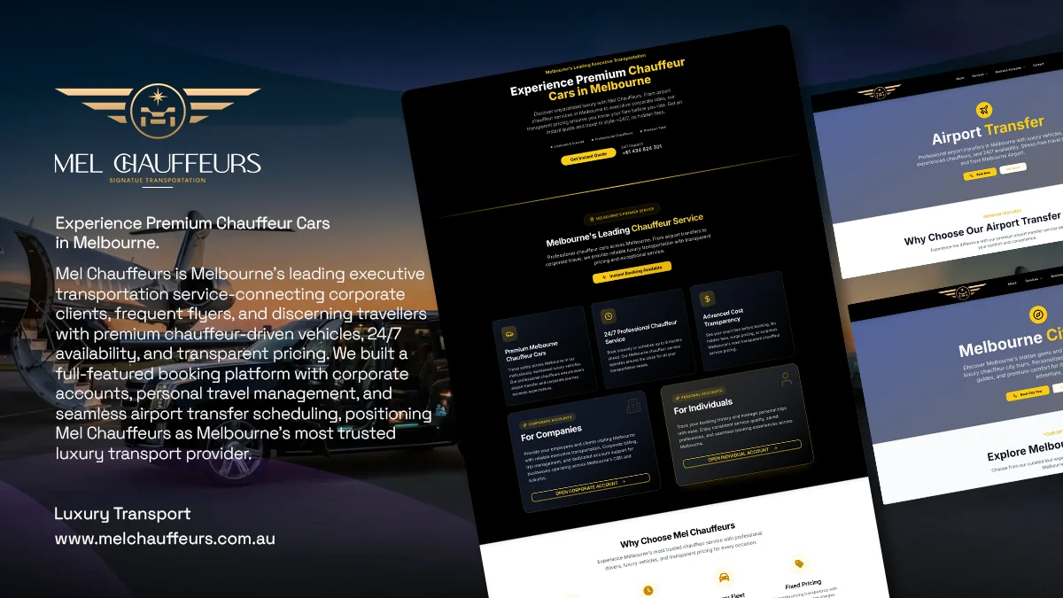Mel Chauffeurs luxury transport website and booking platform
